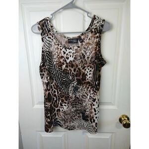 Attitudes By Renee Animal Print Sleeveless Casual Pullover Tank. Size S